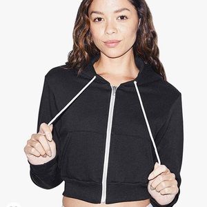 American Apparel Women's Flex Fleece Cropped Long Sleeve Zip Hoodie